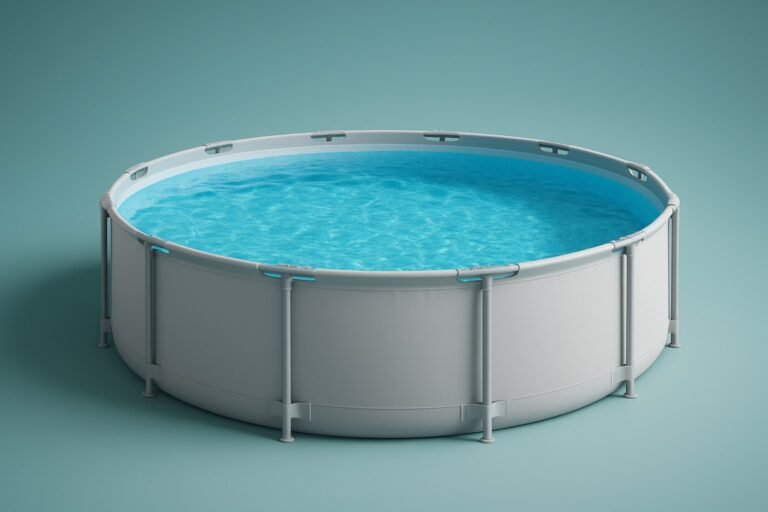 Piscina desmontable redonda con agua limpia y filtro